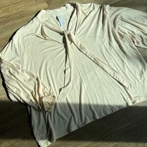 Rachel Pally White Label Scarf Tie Bow Tie Cream Blouse 3X